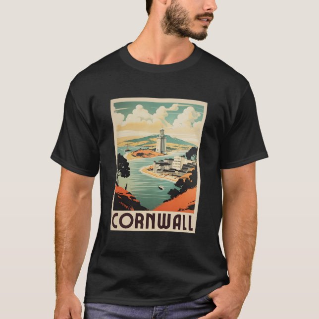 Retro Cornwall Poster United Kingdom Cornwall T-Shirt (Front)