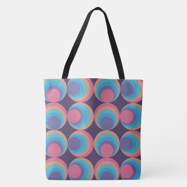 Retro Cosmic Orbit Tiles Tote Bag (Front)