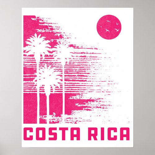Retro Costa Rica Beach Surfing Wave Vintage Poster