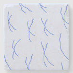 Retro Cottage Abstract Sketchy Lines Royal Blue Stone Coaster