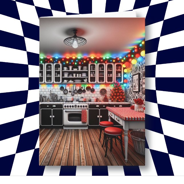Retro Cottage Kitsch Kitchen Christmas Card (Creator Uploaded)