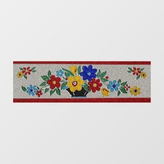 Retro Cottage Style Floral Wall Border
