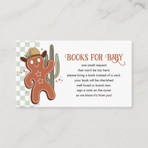 Retro Country Christmas Baby Shower Book Request Enclosure Card