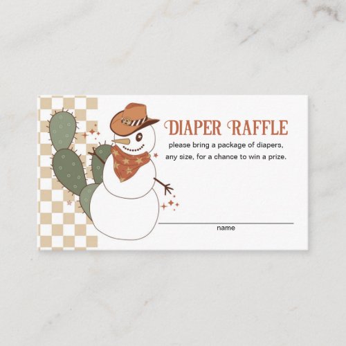 Retro Country Christmas Baby Shower Diaper Raffle Enclosure Card