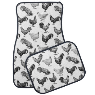 Retro Country Farm Chicken Pattern Car Floor Mat