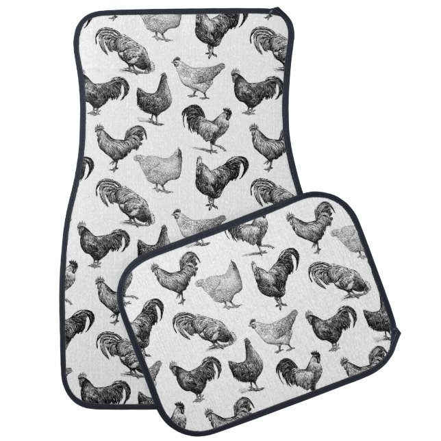 Retro Country Farm Chicken Pattern Car Floor Mat (Set)