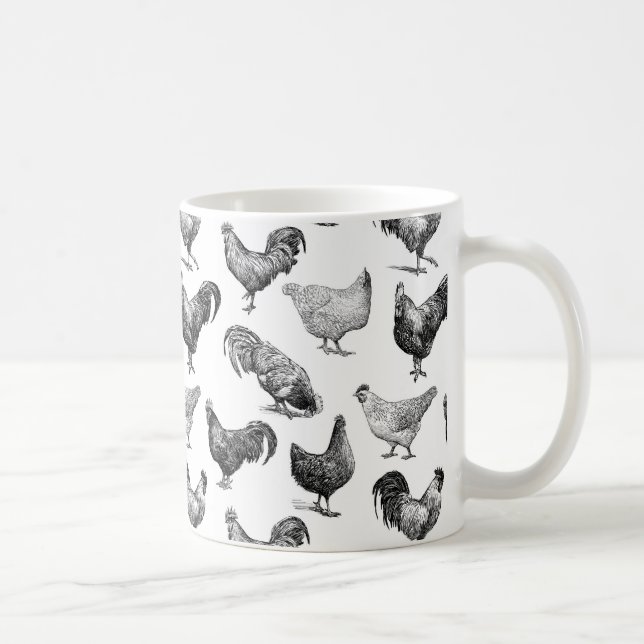 Retro Country Farm Chicken Pattern Coffee Mug (Right)