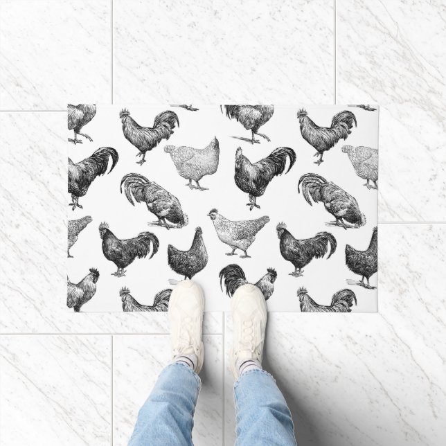 Retro Country Farm Chicken Pattern Doormat (Indoor)