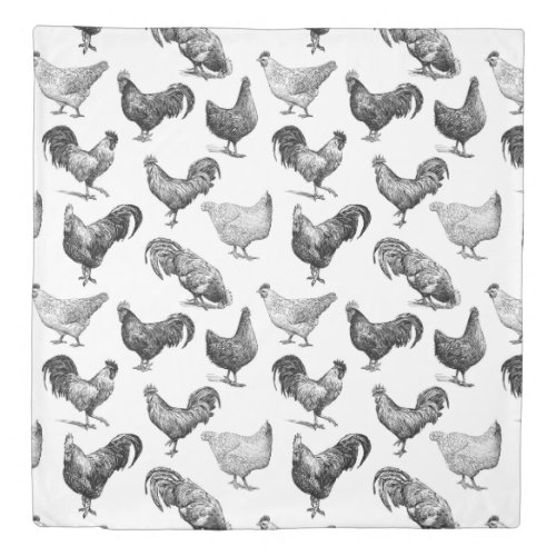 Retro Country Farm Chicken Pattern Duvet Cover