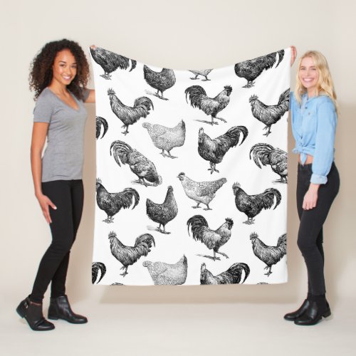 Retro Country Farm Chicken Pattern Fleece Blanket