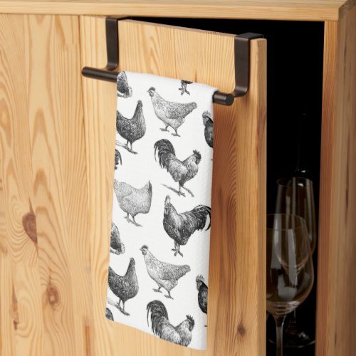 Retro Country Farm Chicken Pattern Kitchen Towel