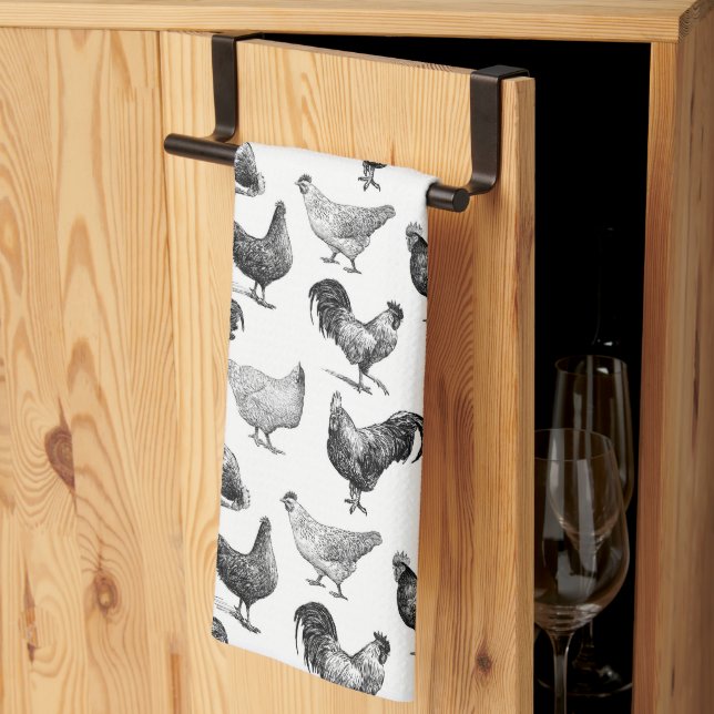 Retro Country Farm Chicken Pattern Kitchen Towel (Thirds Fold)
