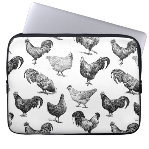 Retro Country Farm Chicken Pattern Laptop Sleeve