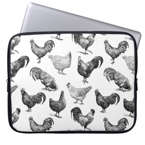 Retro Country Farm Chicken Pattern Laptop Sleeve