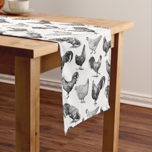 Retro Country Farm Chicken Pattern Medium Table Runner