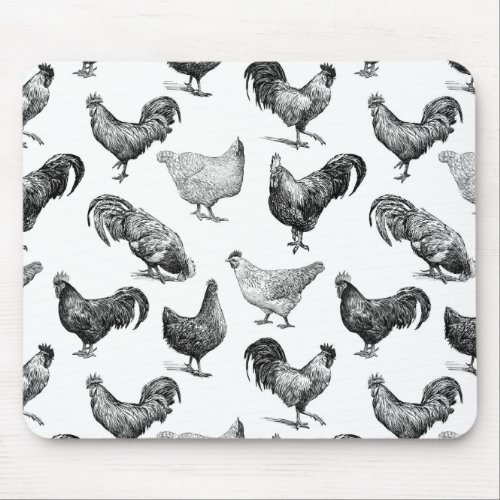 Retro Country Farm Chicken Pattern Mouse Pad