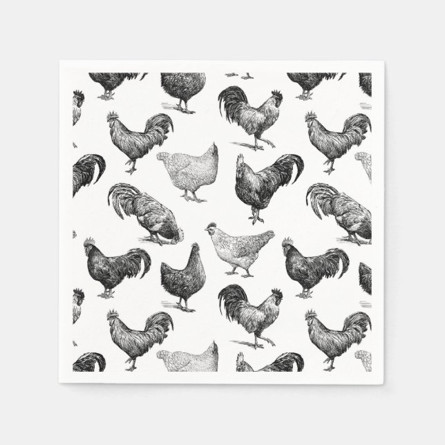 Retro Country Farm Chicken Pattern Napkins (Front)