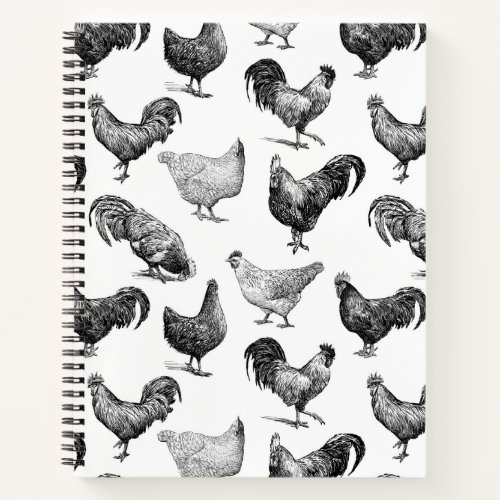 Retro Country Farm Chicken Pattern Notebook