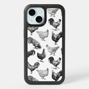 Retro Country Farm Chicken Pattern iPhone 15 Case