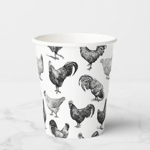 Retro Country Farm Chicken Pattern Paper Cups