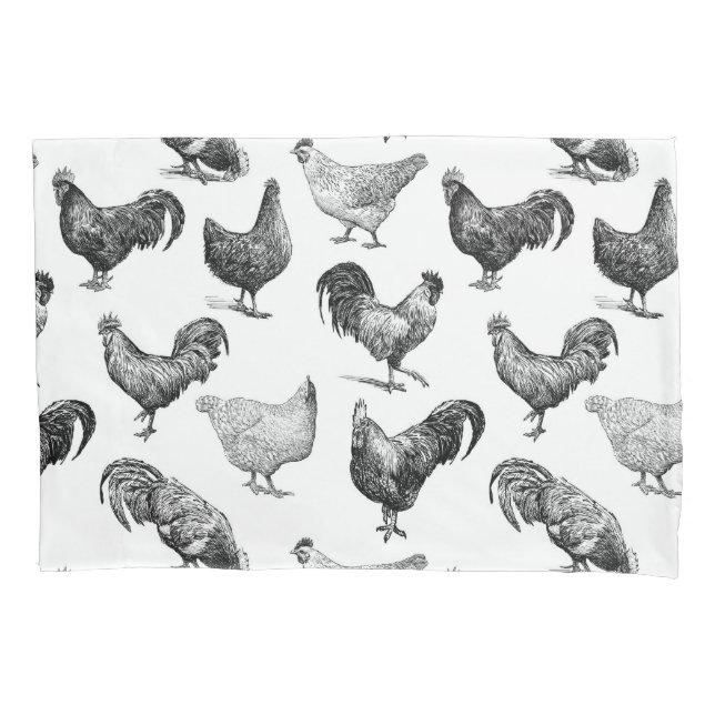 Retro Country Farm Chicken Pattern Pillow Case (Front-Left)
