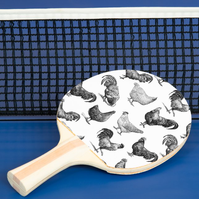 Retro Country Farm Chicken Pattern Ping Pong Paddle (Insitu)