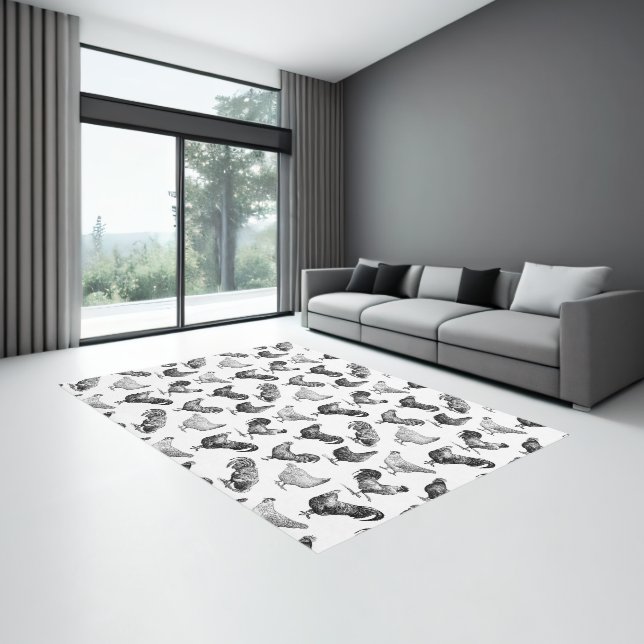 Retro Country Farm Chicken Pattern Rug (Insitu (Indoor 3))