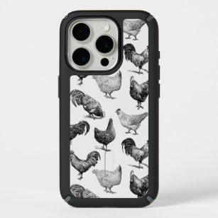 Retro Country Farm Chicken Pattern iPhone 15 Pro Case