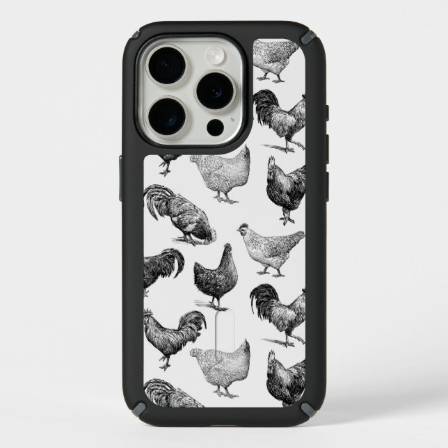 Retro Country Farm Chicken Pattern Speck iPhone Case (Front)