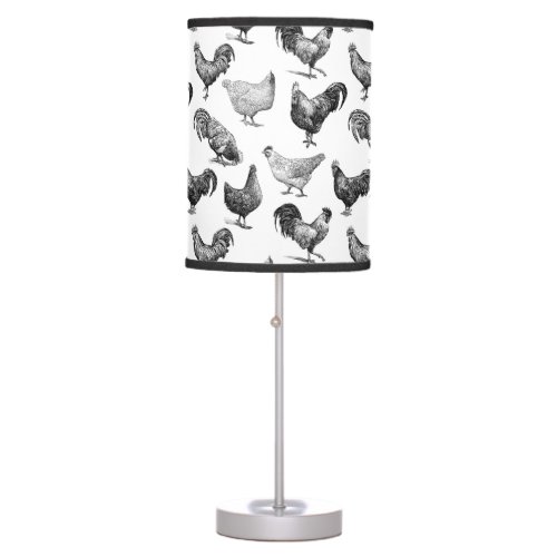 Retro Country Farm Chicken Pattern Table Lamp