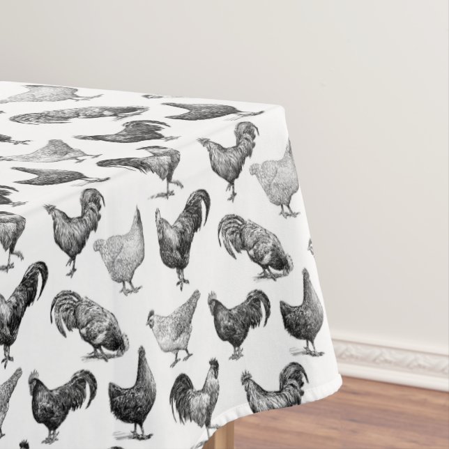 Retro Country Farm Chicken Pattern Tablecloth (In Situ)