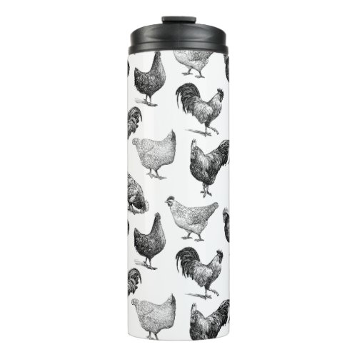 Retro Country Farm Chicken Pattern Thermal Tumbler