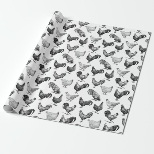 Retro Country Farm Chicken Pattern Wrapping Paper