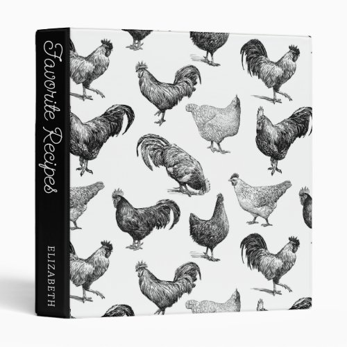 Retro Country Farm Chicken  Recipe Book 3 Ring Binder