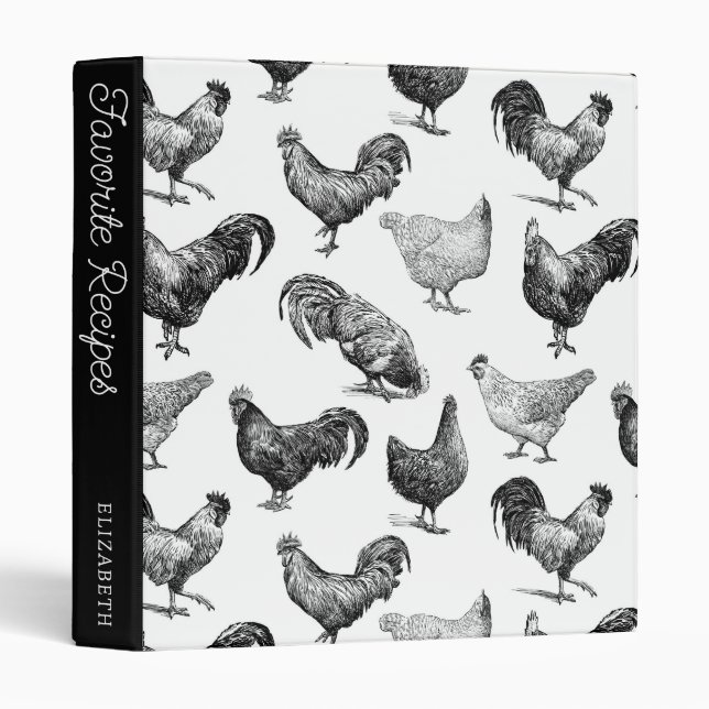 Retro Country Farm Chicken | Recipe Book 3 Ring Binder (Front/Spine)