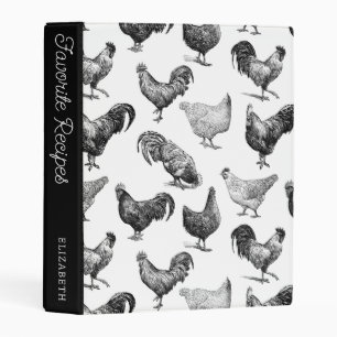 Retro Country Farm Chicken Recipe Book Mini Binder