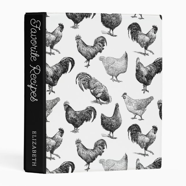 Retro Country Farm Chicken | Recipe Book Mini Binder (Front/Spine)
