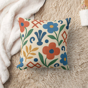 Retro Country Floral Trellis Pattern Throw Pillow