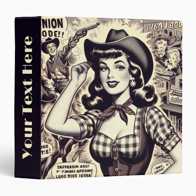 Retro Country Girl Illustration 3 Ring Binder (Front/Spine)