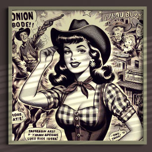 Retro Country Girl Illustration Poster