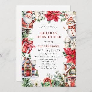 Retro Country Open House Christmas Holiday Party Invitation