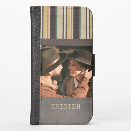 Retro Country Personalized Photo Name iPhone X Wallet Case