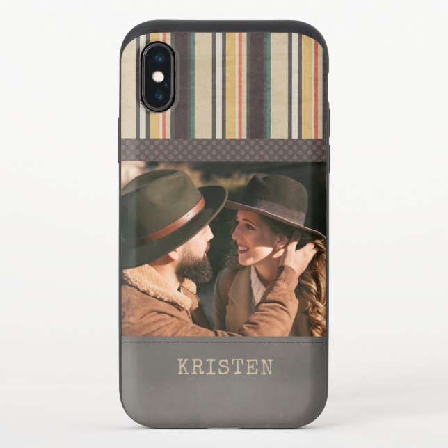 Retro Country Personalized Photo Name Uncommon iPhone Case (Back)