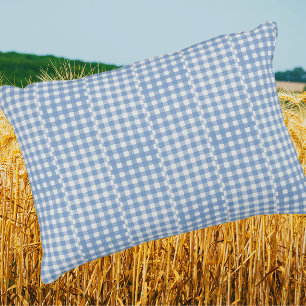 Retro Country Vintage Blue White Gingham Checks Accent Pillow