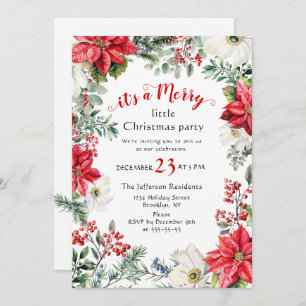 Retro Country Vintage Merry Little Christmas Party Invitation