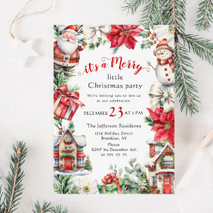 Retro Country Vintage Merry Little Christmas Party Invitation