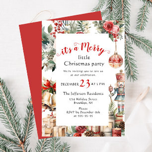 Retro Country Vintage Merry Little Christmas Party Invitation