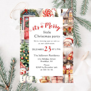 Retro Country Vintage Merry Little Christmas Party Invitation