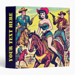 Retro Country Western Comics 3 Ring Binder