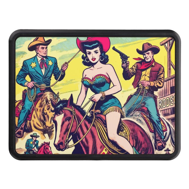 Retro Country Western Comics Hitch Cover (Front)